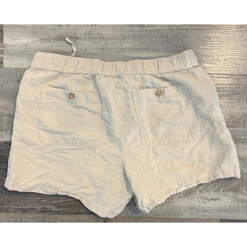 Liz Claiborne Womens Linen Blend Drawstring Shorts Beige Oatmeal Size M - Picture 3 of 3